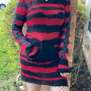 DEADSTOCK Lip Service Striped Sweater Dress w/Hood